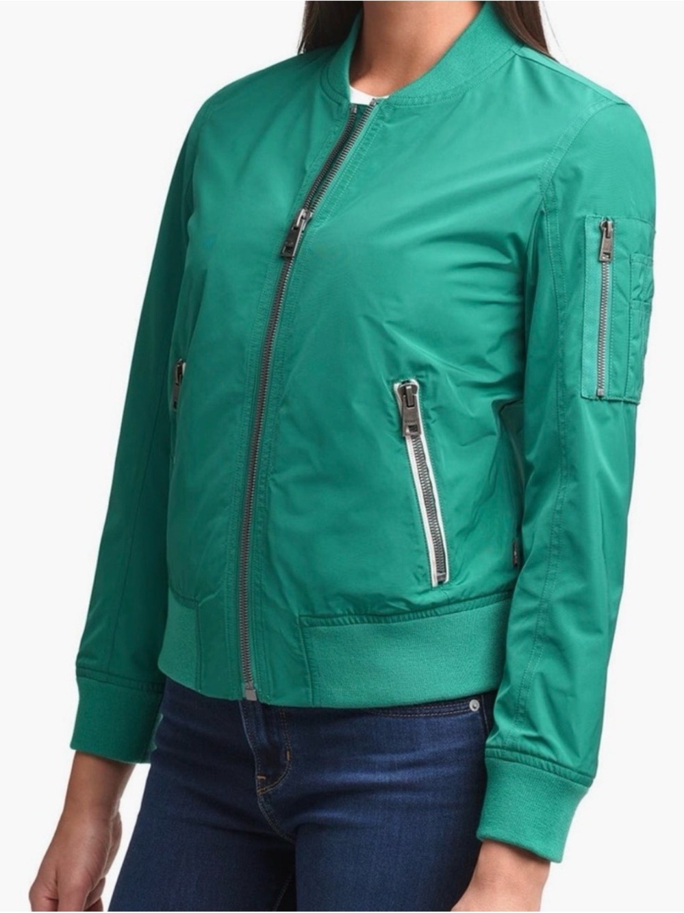 Women’s Levi’s Green Bomber Jacket - Lightweight Zip Front